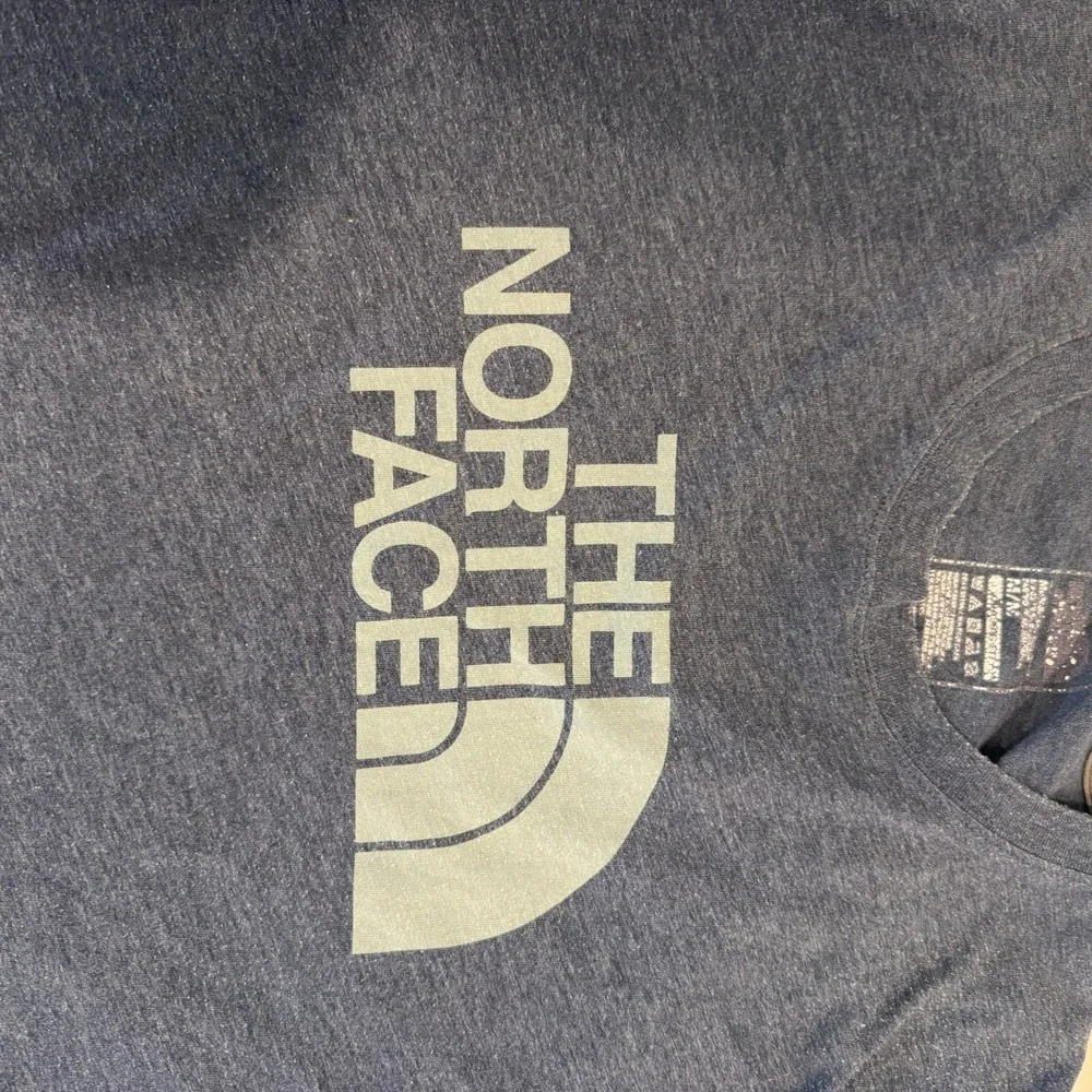 The North Face Mens Blue Heathered Long Sleeve Graphic Logo T-Shirt Size M